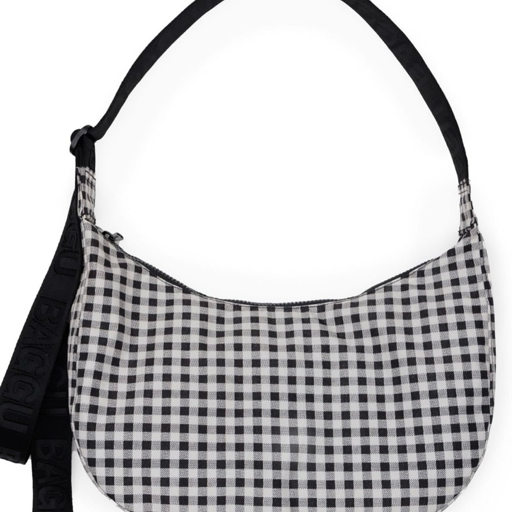 Baggu Black and White Checkered Shoulder Bag